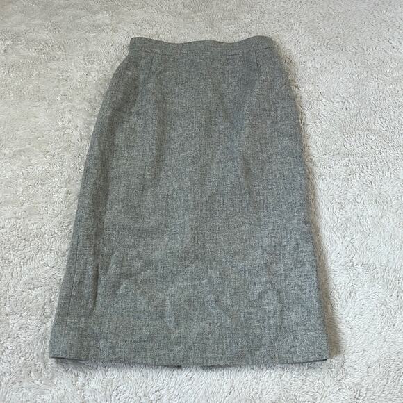 Vintage 80s Cristina's grey wool blend button slit pencil skirt, 7 or 8 - Picture 1 of 8